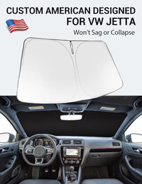 Custom American designed 2011-2018 Volkswagen Jetta windshield sunshade, will not sag or collapse