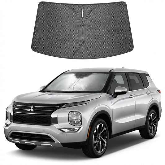 Proadsy Windshield Sun Shade Custom Fit Mitsubishi Outlander 2022-2026 Ice Crystal Black Front Window Sunshade UV and Heat Blocker Foldable Visor Keeps Car Cooler for Summer Parking and Daily Use