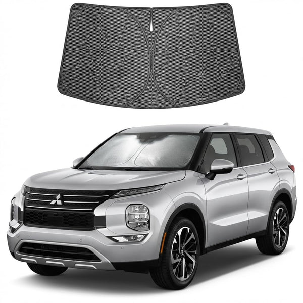 Proadsy Windshield Sun Shade Custom Fit Mitsubishi Outlander 2022-2026 Ice Crystal Black Front Window Sunshade UV and Heat Blocker Foldable Visor Keeps Car Cooler for Summer Parking and Daily Use