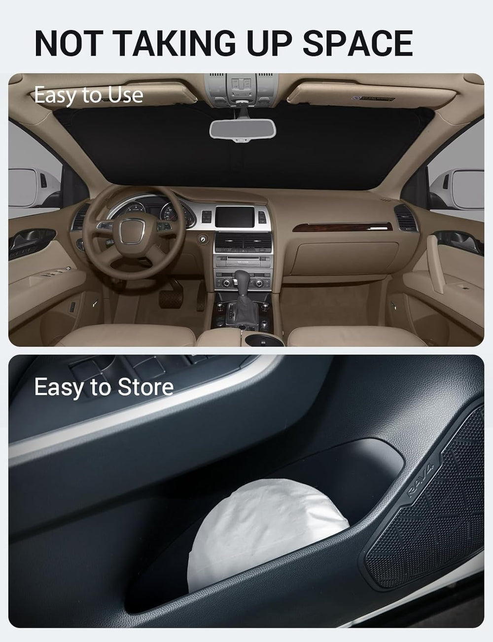 Proadsy 2025 Upgrade Windshield Sun Shade Custom Fit 2007-2015 Audi Q7 Foldable Front Sunshade Protector Sun Visor Blocks UV Rays Keep Car Cooler