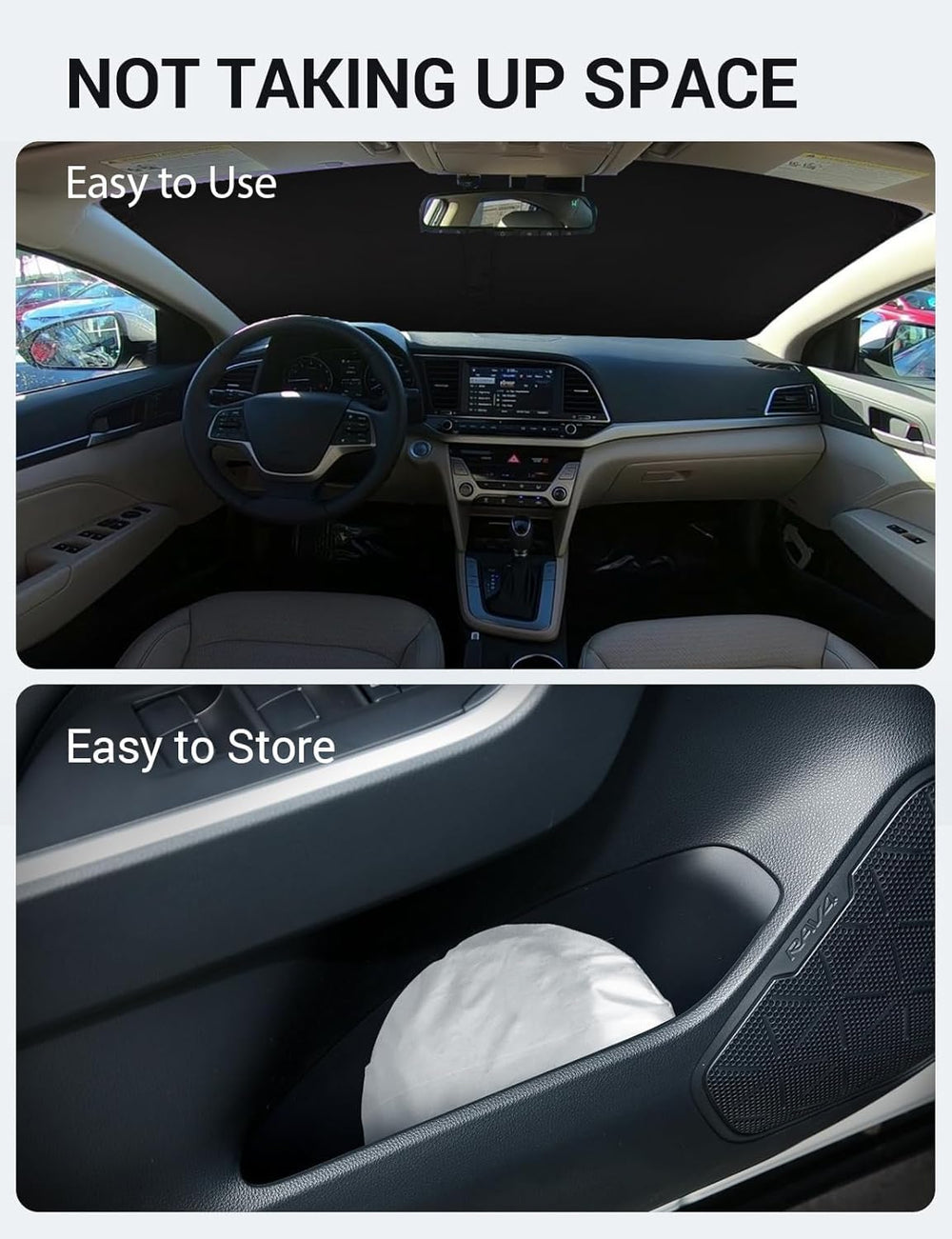 Proadsy 2026 Upgrade Windshield Sun Shade for 2017-2020 Elantra Front Window Sunshade Protector Foldable Sun Visor Blocks UV Rays Keep Car Cooler