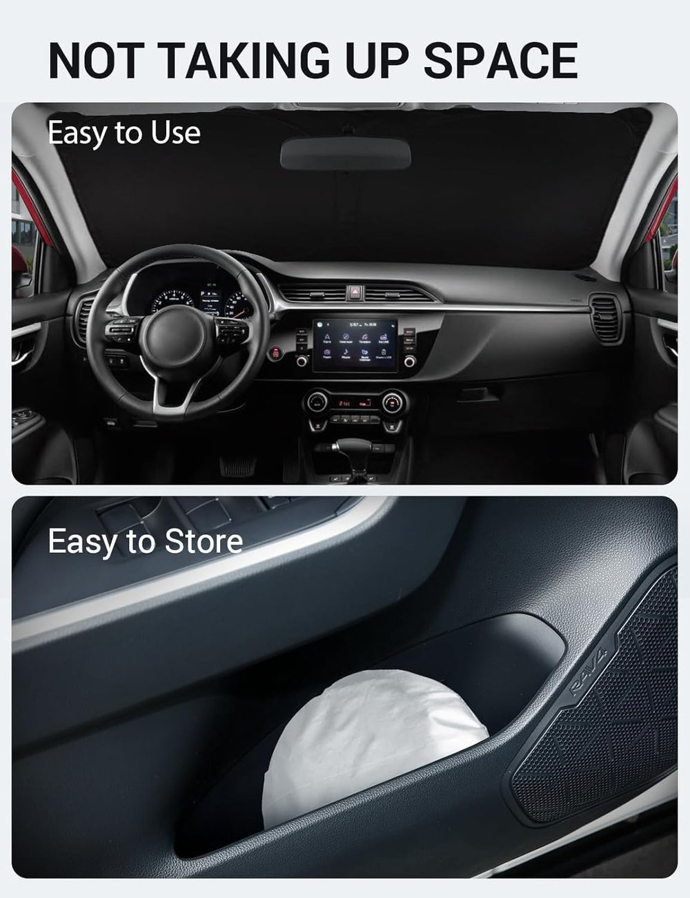 Proadsy 2025 Upgrade Windshield Sun Shade Custom Fit 2018-2023 2024 2025 Kia Rio Foldable Front Sunshade Protector Sun Visor Blocks UV Rays Keep Car Cooler