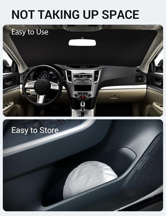 Proadsy 2026 Upgrade Windshield Sun Shade Custom Fit 2010-2014 Outback Foldable Front Sunshade Protector Sun Visor Blocks UV Rays Keep Car Cooler
