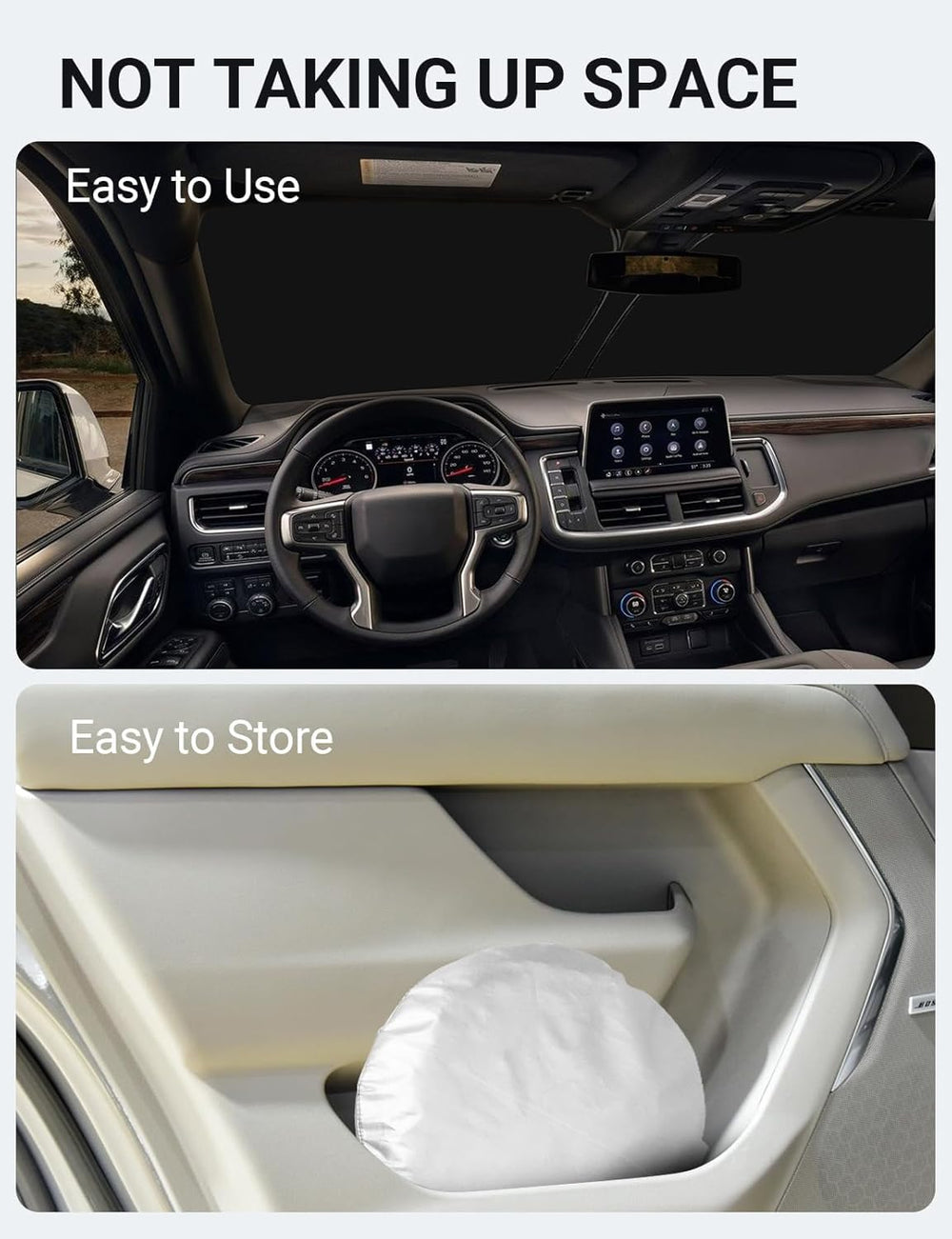 Proadsy 2025 Upgrade Windshield Sun Shade Custom Fit 2021-2024 2025 Chevrolet Tahoe 4-Layer Foldable Front Sunshade Protector Sun Visor Blocks UV Rays Keep Car Cooler Accessories