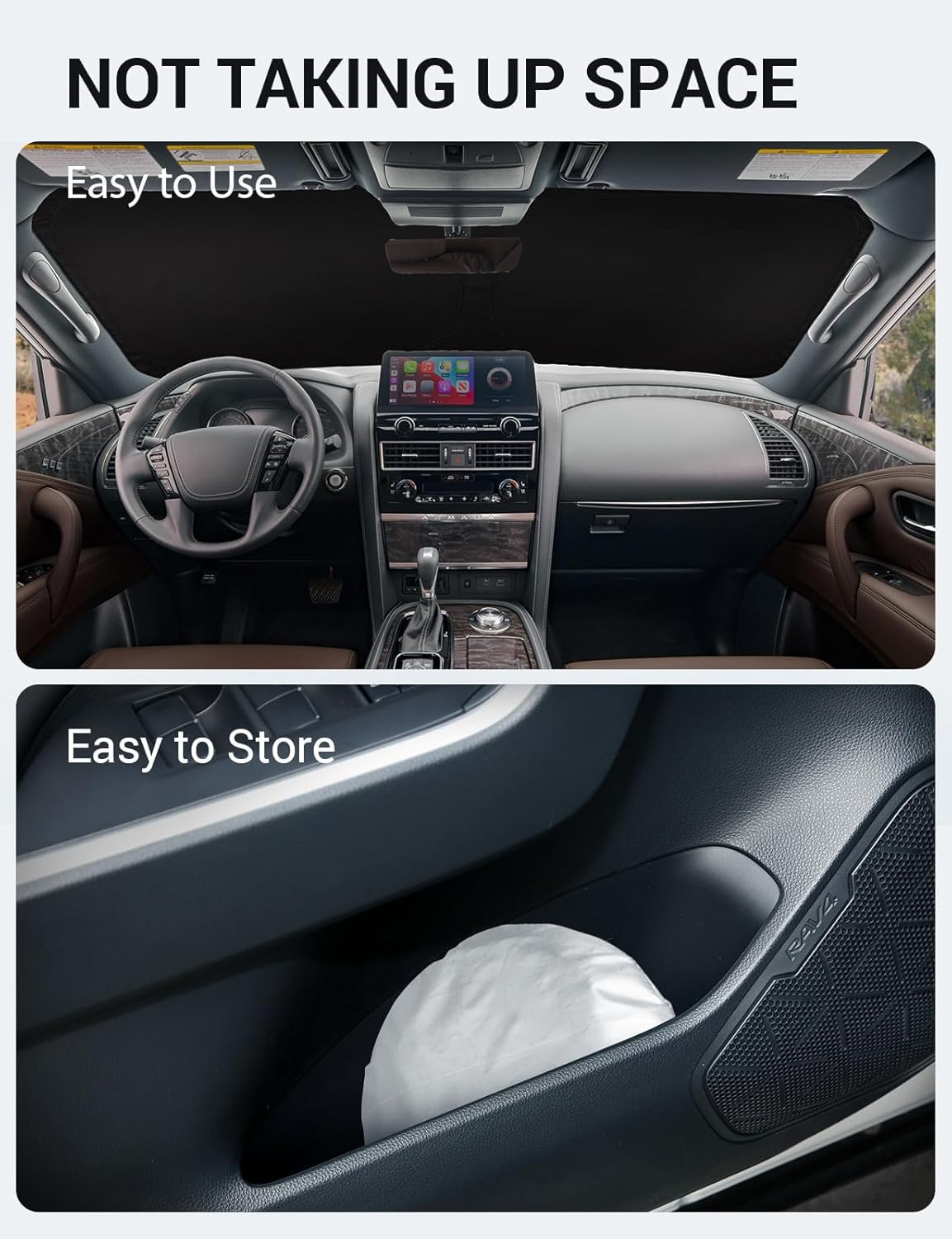 2022-2025 Nissan Pathfinder custom-fit sunshade - folded compact