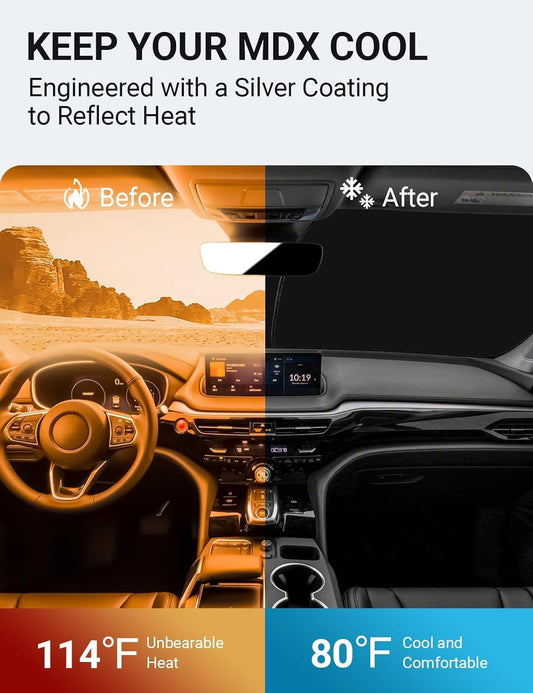 Custom American designed 2022-2026 Acura MDX windshield sunshade, will not sag or collapse