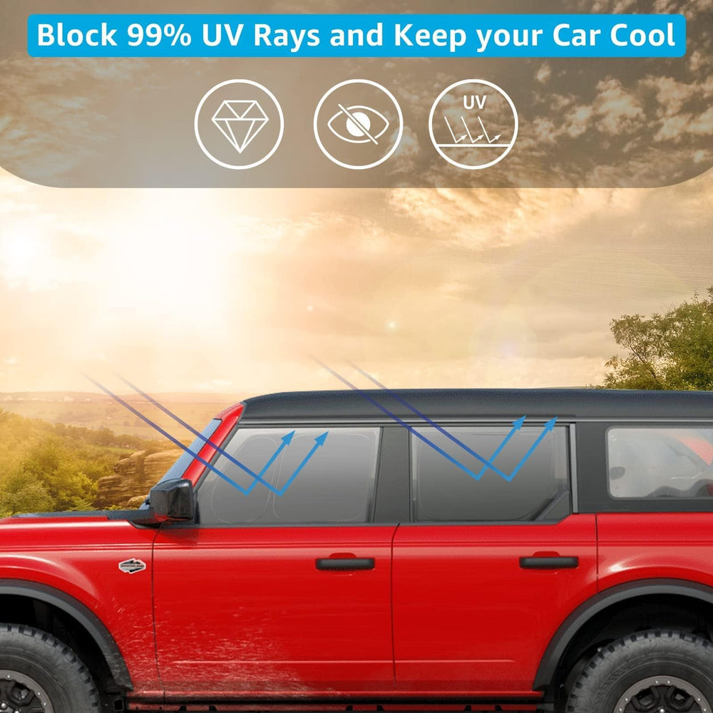 Proadsy Window Shades for Ford Bronco 4Door 2021-2024 2025 Side Windows for Baby/Camping Sun UV Rays and Privacy Protection Set of 4