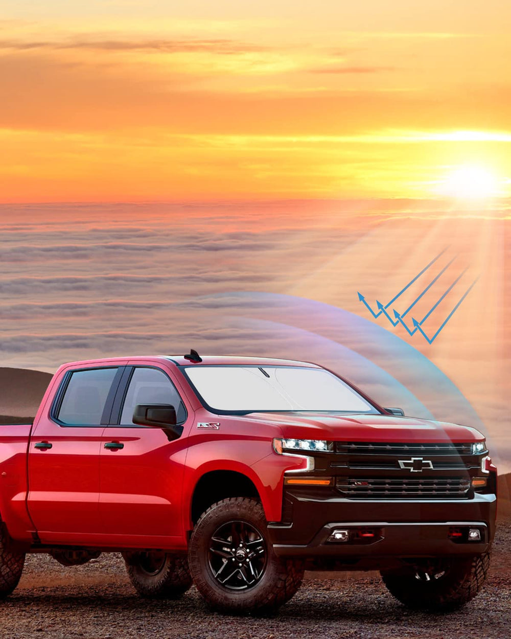 Proadsy 2024 Upgrade Windshield Sunshade Custom for Silverado 2019 2018 2017 2016 2015 2014 Block Sun & UV Foldable Front Window Car Shade Protector Prime Accessories