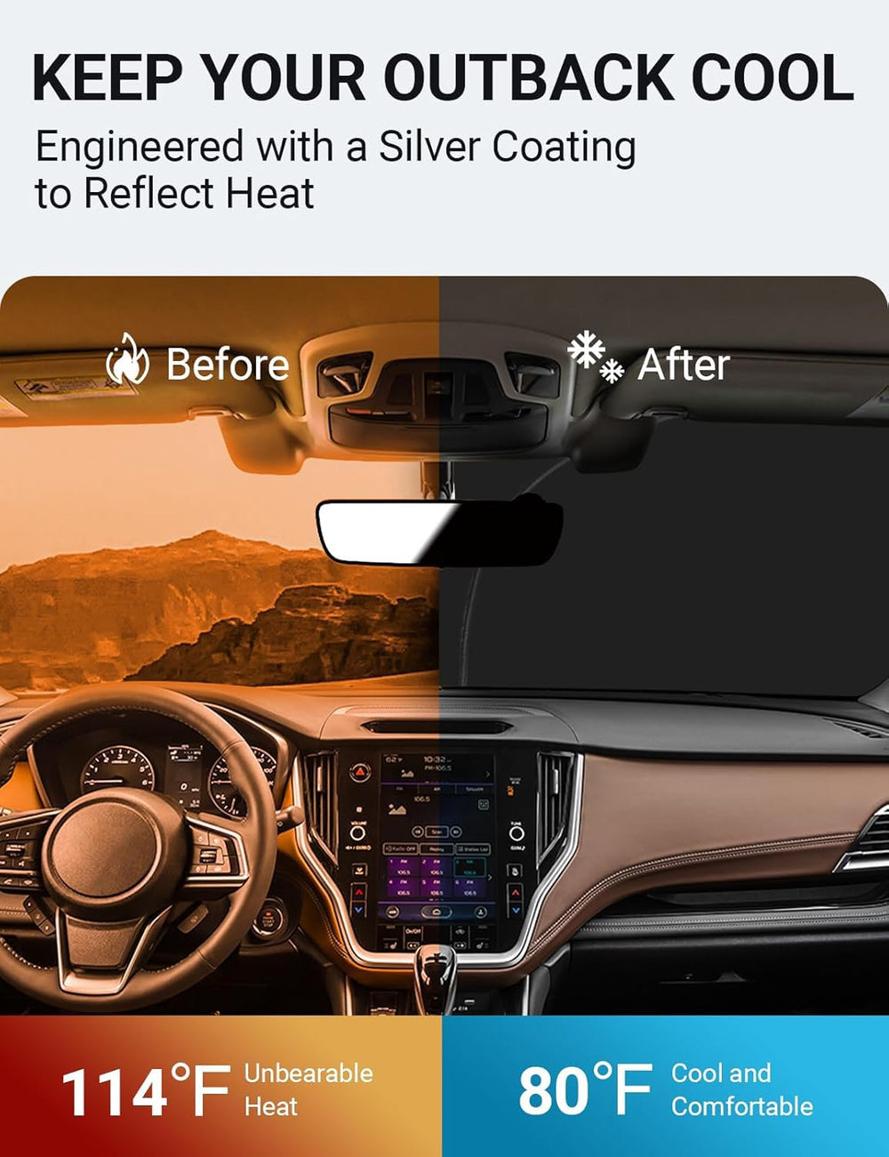 Proadsy Custom Fit Subaru Outback 2020-2024 2025 Windshield Sun Shade 4-Layer Foldable Front Sunshade Protector Sun Visor Blocks UV Rays Keep Car Cooler
