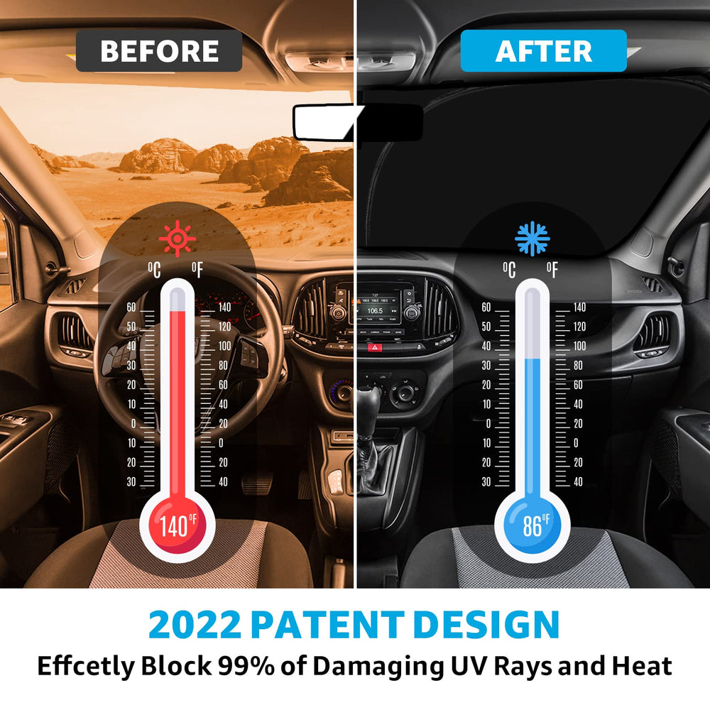 Front Windshield Sun Shade Foldable Sunshade Protector Custom Fit 2014-2023 Ram ProMaster Full Size Cargo Van Chassis Cab Cutaway Window Van Accessories 2023 Upgrade