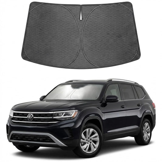 Proadsy Windshield Sun Shade Custom Fit Volkswagen Atlas 2018-2026 Ice Crystal Black Front Window Sunshade UV and Heat Blocker Foldable Visor Keeps Car Cooler for Summer Parking and Daily Use