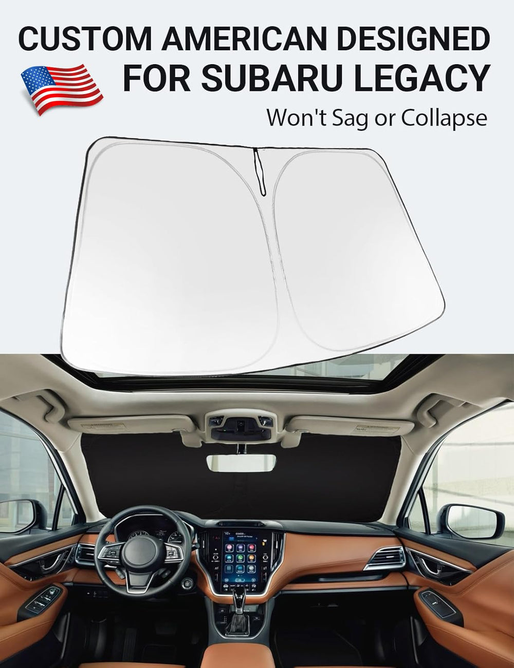 Proadsy 2025 Upgrade Windshield Sun Shade Custom Fit 2020-2023 2024 2025 Subaru Legacy Foldable Front Sunshade Protector Sun Visor Blocks UV Rays Keep Car Cooler