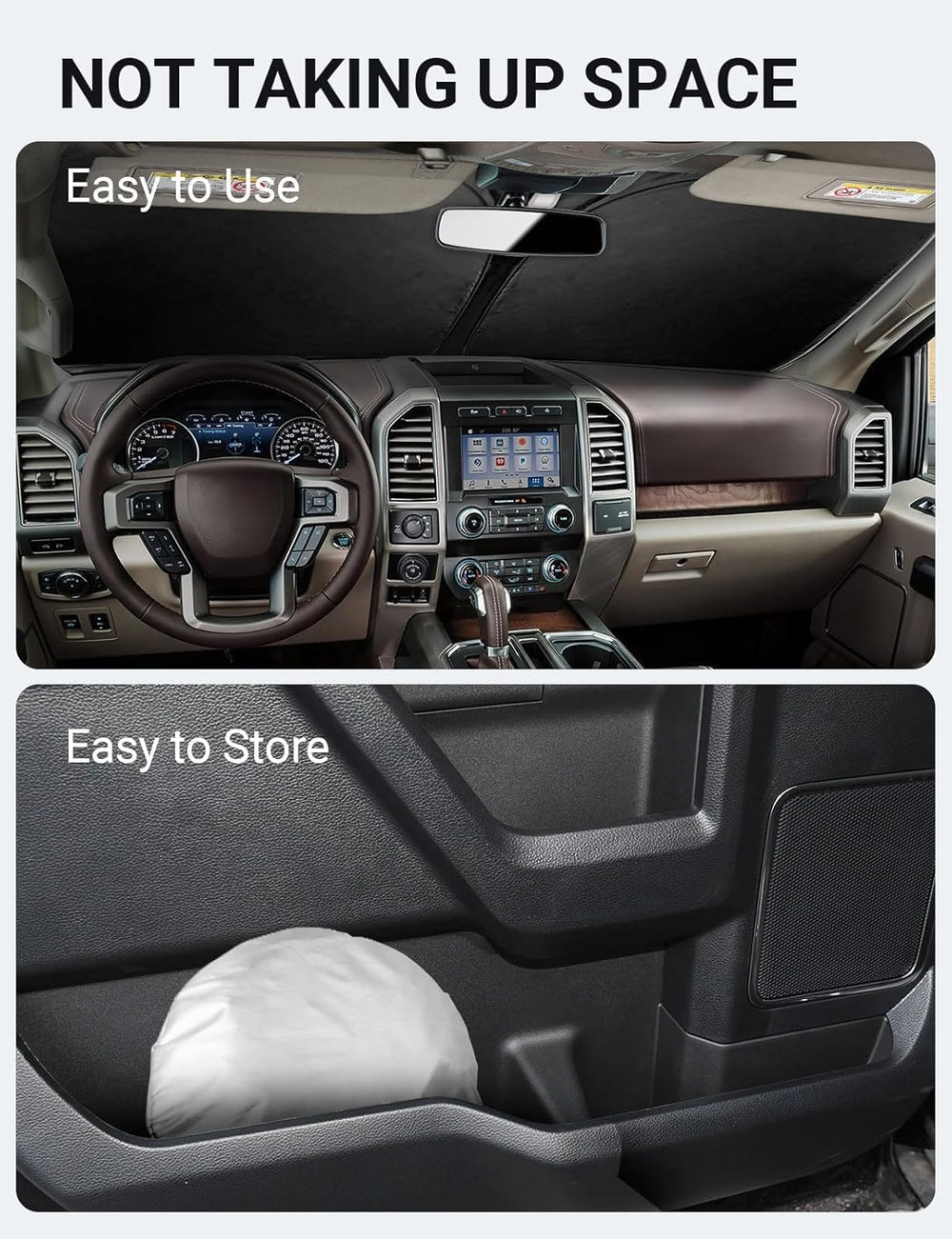 Proadsy 2025 Upgrade Front Windshield Sun Shade Foldable Sunshade Protector Custom Fit 2017-2024 2025 Ford Super Duty F-250 F250 F-350 F350 F-450 F450 F-550 F550 2Door 4Door Pickup Accessories