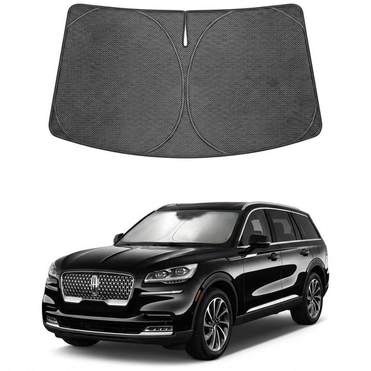 Proadsy Windshield Sun Shade Custom Fit Lincoln Aviator 2020-2026 Ice Crystal Black Front Window Sunshade UV and Heat Blocker Foldable Visor Keeps Car Cooler for Summer Parking and Daily Use
