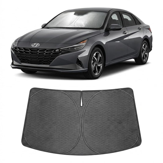 Proadsy Windshield Sun Shade Custom Fit Hyundai Elantra 2021-2026 Ice Crystal Black Front Window Sunshade UV and Heat Blocker Foldable Visor Keeps Car Cooler for Summer Parking and Daily Use