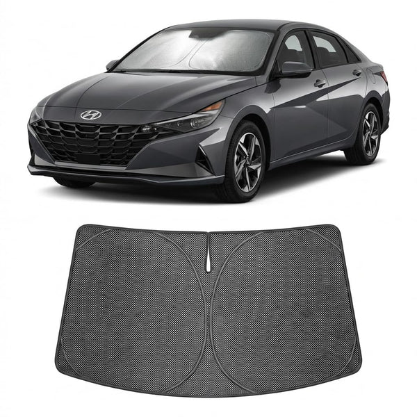 Proadsy Windshield Sun Shade Custom Fit Hyundai Elantra 2021-2026 Ice Crystal Black Front Window Sunshade UV and Heat Blocker Foldable Visor Keeps Car Cooler for Summer Parking and Daily Use