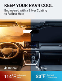 Proadsy for Toyota RAV-4 2019-2024 2025 Windshield Sun Shade 4-Layer Foldable Front Sunshade Protector Sun Visor Blocks UV Rays Keep Car Cooler