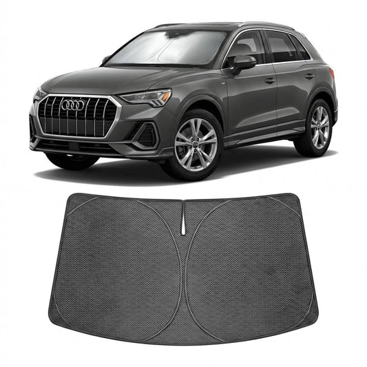 Proadsy Windshield Sun Shade Custom Fit Audi Q3 2019-2026 Ice Crystal Black Front Window Sunshade UV and Heat Blocker Foldable Visor Keeps Car Cooler for Summer Parking and Daily Use