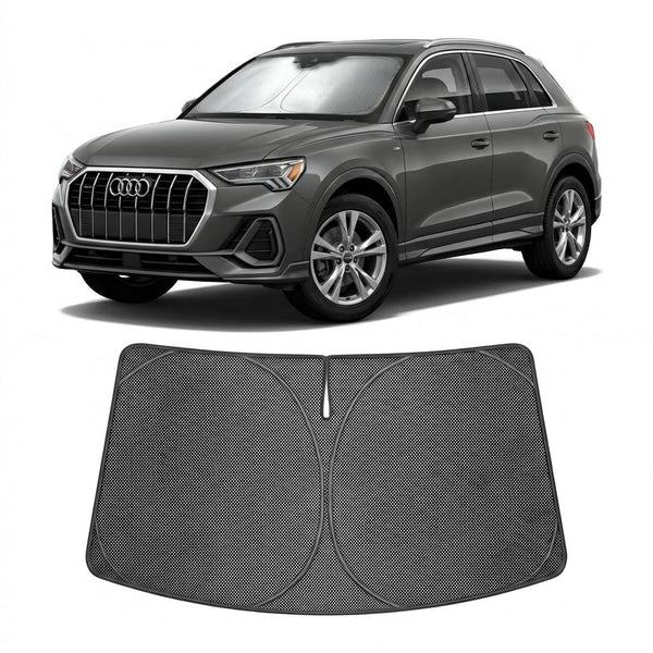Proadsy Windshield Sun Shade Custom Fit Audi Q3 2019-2026 Ice Crystal Black Front Window Sunshade UV and Heat Blocker Foldable Visor Keeps Car Cooler for Summer Parking and Daily Use