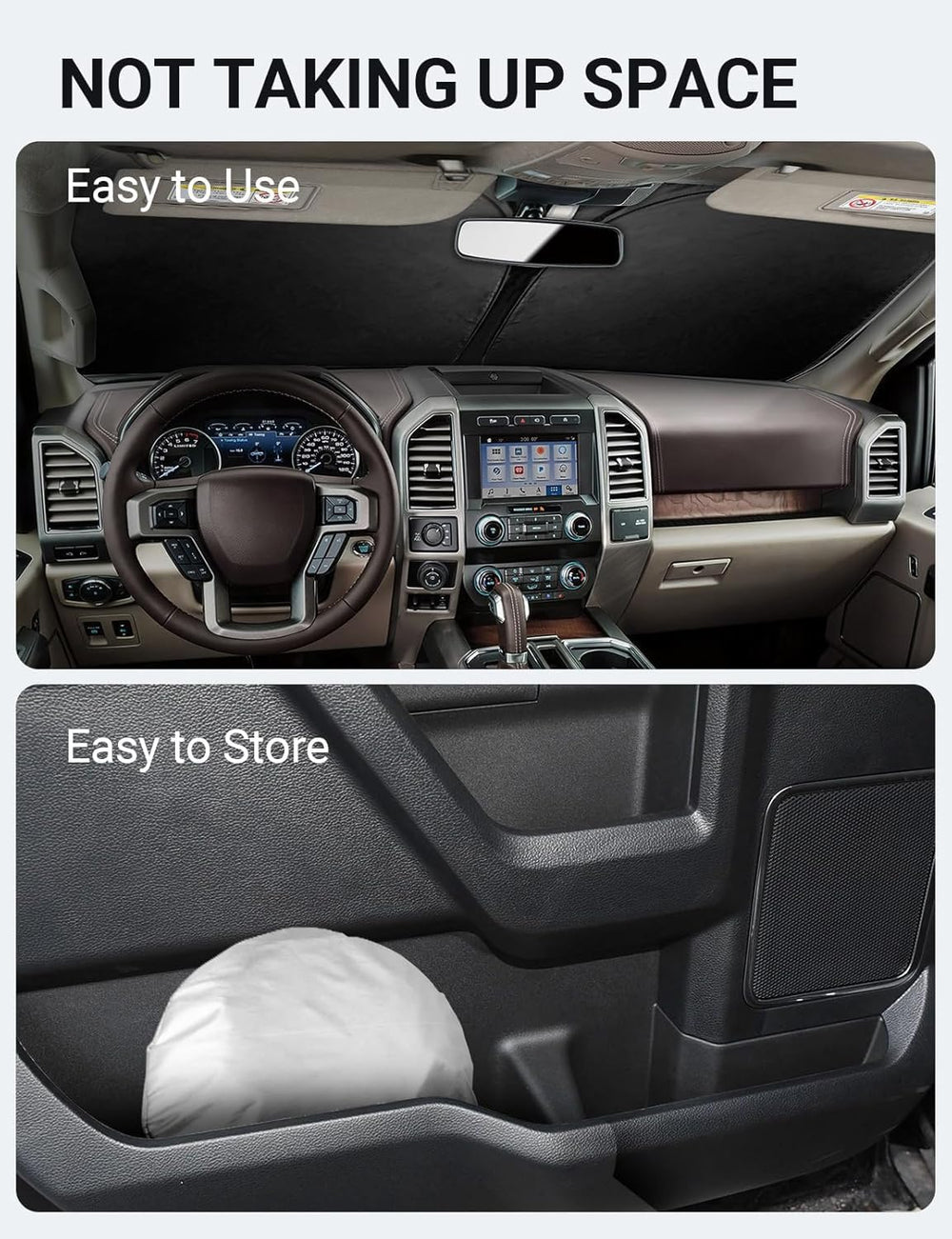 Proadsy 2025 Upgrade Front Windshield Sunshade Foldable Sun Shade Protector Custom Fit 2015-2020 Ford F-150 F150 Lariat, King Ranch, Platinum, XL XLT Limited Raptor Accessories