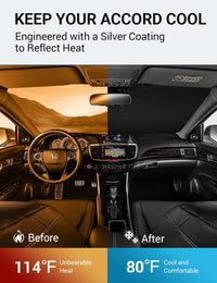 Proadsy 2026 Upgrade Windshield Sun Shade Custom Fit 2008-2012 Accord Foldable Front Sunshade Protector Sun Visor Blocks UV Rays Keep Car Cooler