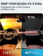 Proadsy 2025 Upgrade Windshield Sun Shade Custom Fit Mazda CX-9 CX9 2016-2024 2025 4-Layer Foldable Front Sunshade Protector Sun Visor Blocks UV Rays Keep Car Cooler