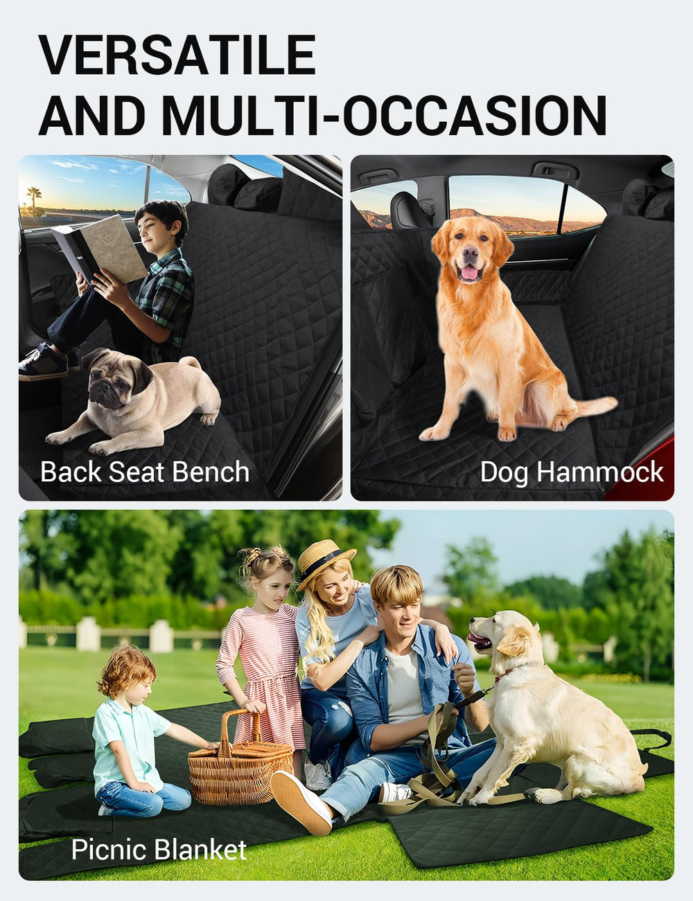 Proadsy 2025 Upgrade Dog Car Seat Cover Custom Fit 2018-2024 2025 Toyota Camry Back Seat Extender Waterproof Scratch Proof Durable Black Protector Pet Hammock