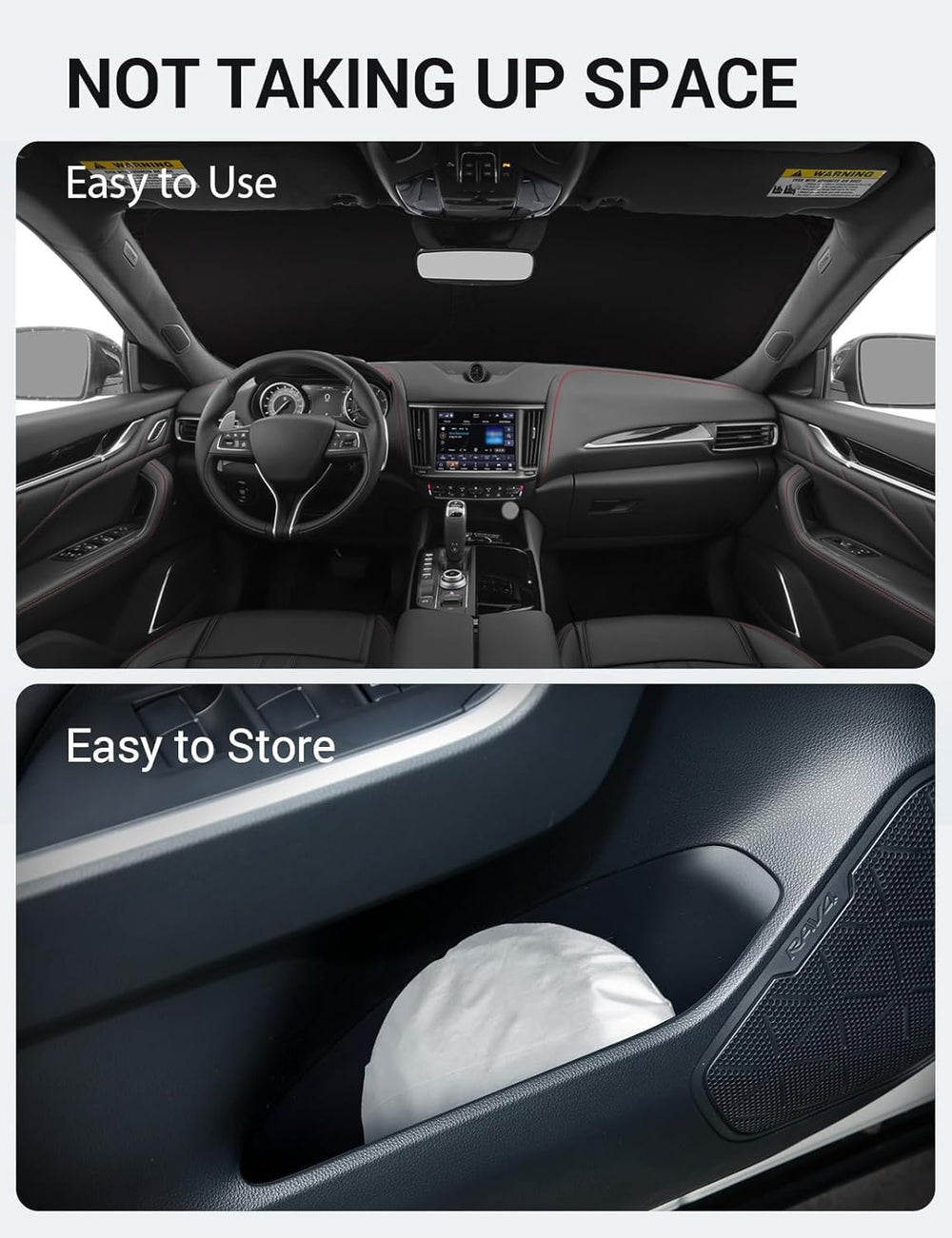 Proadsy 2025 Upgrade Windshield Sun Shade Custom Fit 2017-2023 2024 2025 Maserati Levante Foldable Front Sunshade Protector Sun Visor Blocks UV Rays Keep Car Cooler