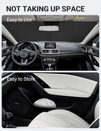 2014-2018 Mazda 3 windshield sunshade detail view 9, custom fit front window sun shade