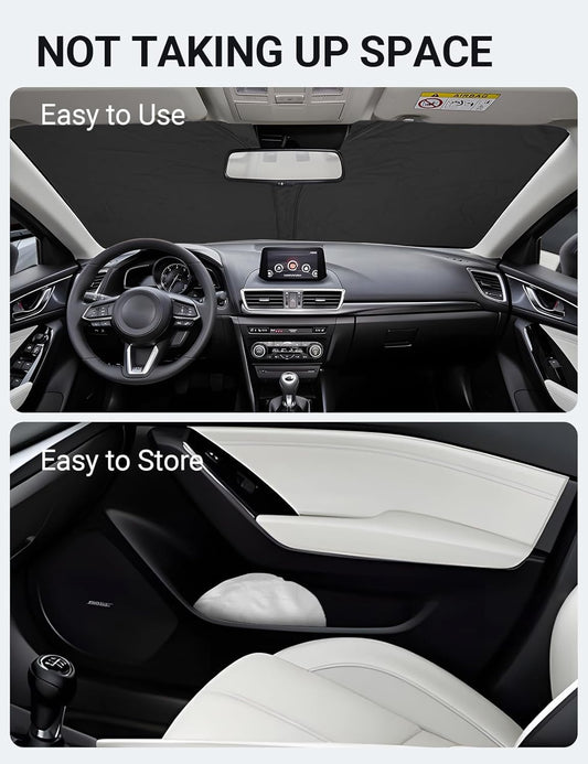 Proadsy 2026 Upgrade Front Windshield Sun Shade Foldable Sunshade Protector Custom Fit 2014-2018 Mazda 3 Accessories