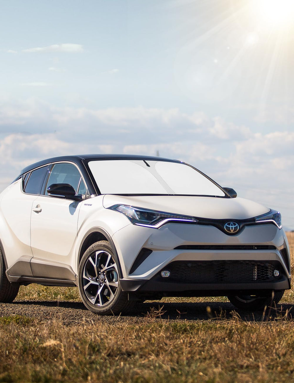 Proadsy 2025 Upgrade Windshield Sun Shade Custom Fit Toyota CHR 2018-2024 2025 4-Layer Foldable Front Sunshade Protector Sun Visor Blocks UV Rays Keep Car Cooler
