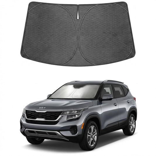 Proadsy Windshield Sun Shade Custom Fit Kia EV9 2024-2026 Ice Crystal Black Front Window Sunshade UV and Heat Blocker Foldable Visor Keeps Car Cooler for Summer Parking and Daily Use