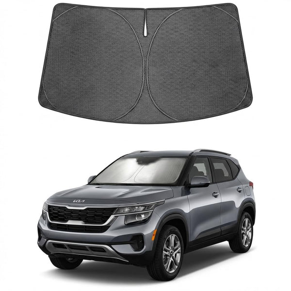 Proadsy Windshield Sun Shade Custom Fit Kia EV9 2024-2026 Ice Crystal Black Front Window Sunshade UV and Heat Blocker Foldable Visor Keeps Car Cooler for Summer Parking and Daily Use