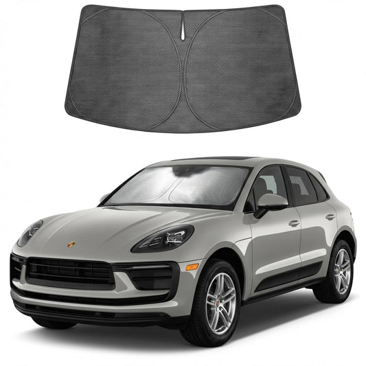 Proadsy Windshield Sun Shade Custom Fit Porsche Macan 2014-2026 Ice Crystal Black Front Window Sunshade UV and Heat Blocker Foldable Visor Keeps Car Cooler for Summer Parking and Daily Use