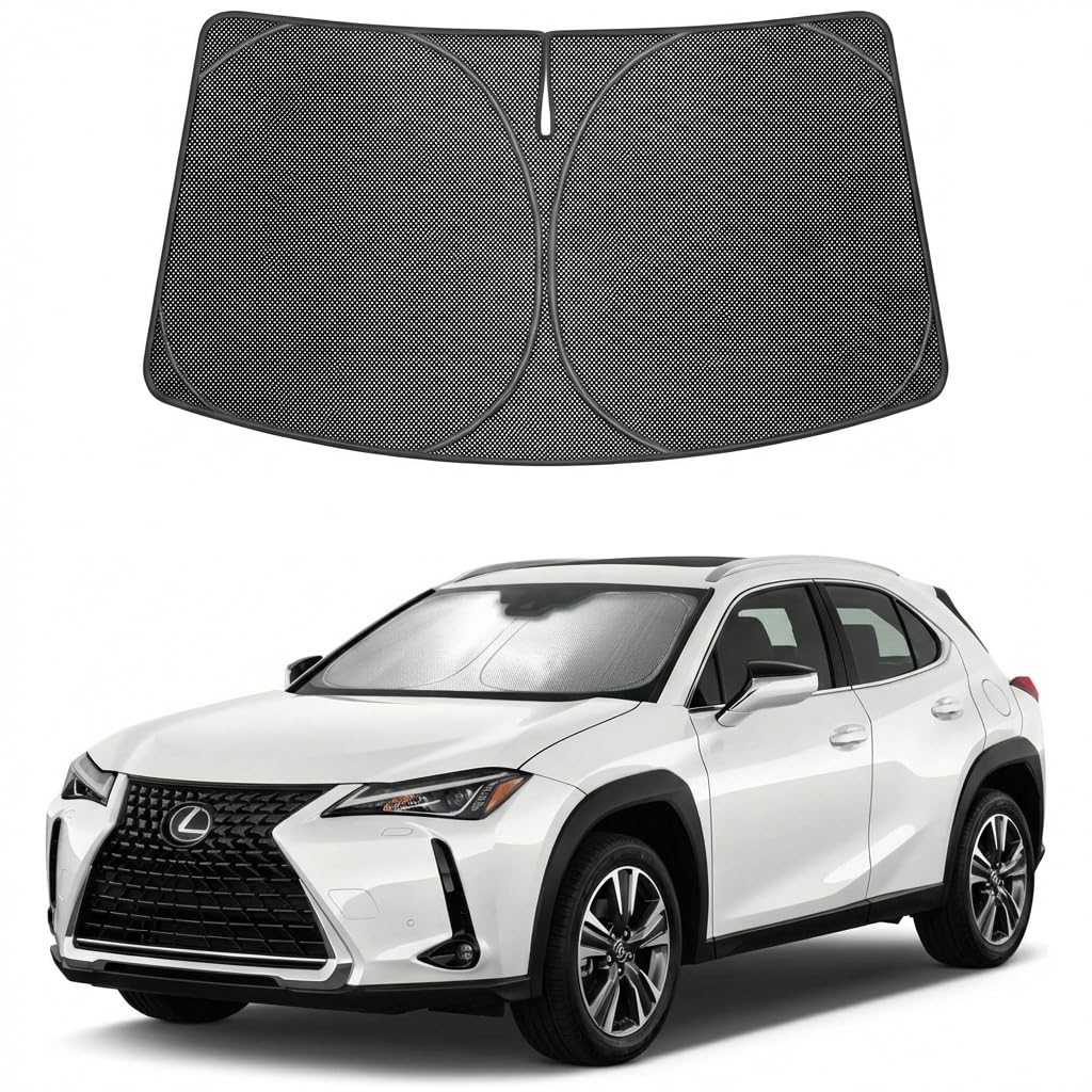 Proadsy Windshield Sun Shade Custom Fit Lexus UX 2019-2026 Ice Crystal Black Front Window Sunshade UV and Heat Blocker Foldable Visor Keeps Car Cooler for Summer Parking and Daily Use