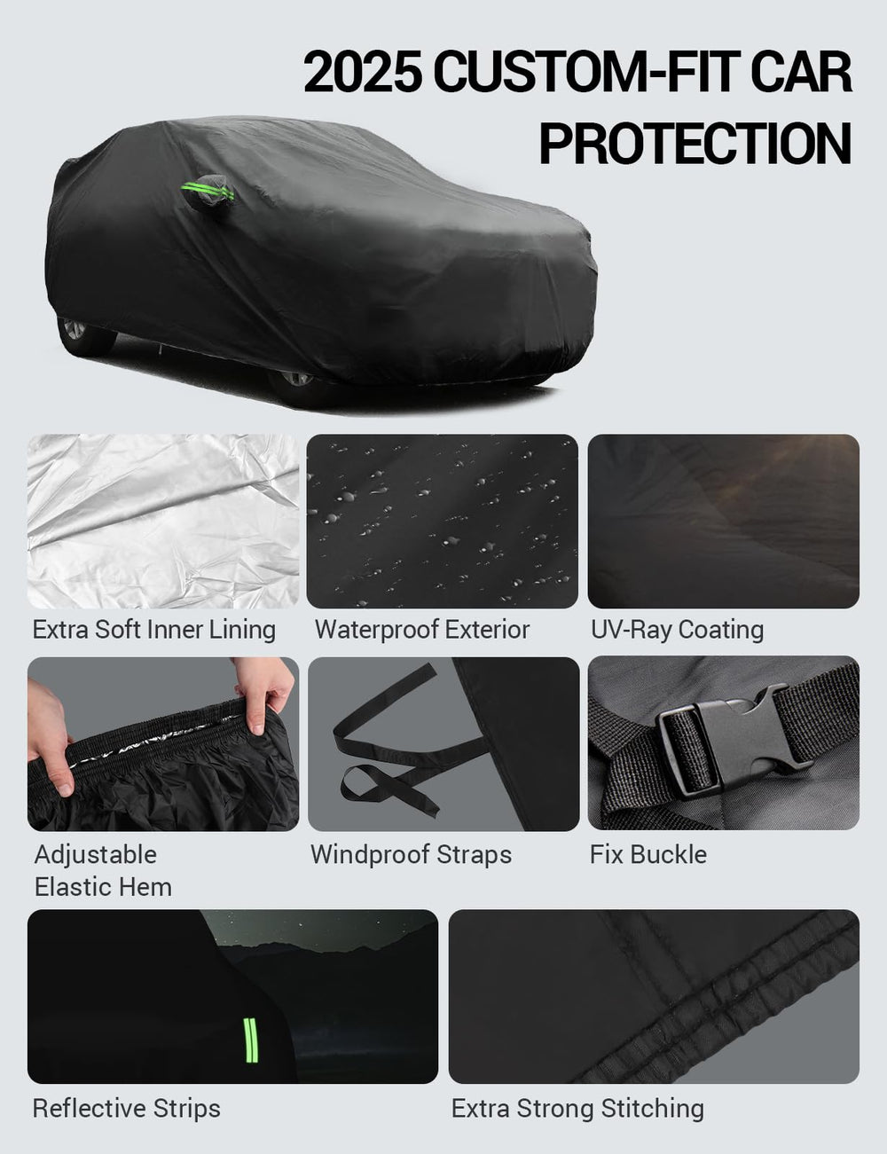 Proadsy 2025 Upgrade SUV Car Cover Compatible with Honda Pilot 2002-2024 2025 Windproof All Weather Waterproof Sun Rain UV Dust Snow Protection Outdoor Covers