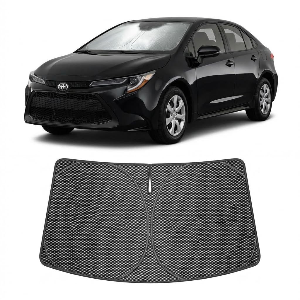 Proadsy Windshield Sun Shade Custom Fit Toyota Corolla 2019-2026 Ice Crystal Black Front Window Sunshade UV and Heat Blocker Foldable Visor Keeps Car Cooler for Summer Parking and Daily Use