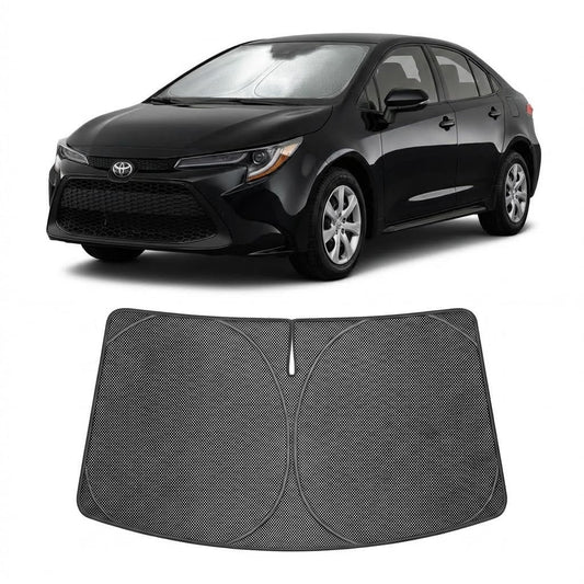 Proadsy Windshield Sun Shade Custom Fit Toyota Corolla 2019-2026 Ice Crystal Black Front Window Sunshade UV and Heat Blocker Foldable Visor Keeps Car Cooler for Summer Parking and Daily Use