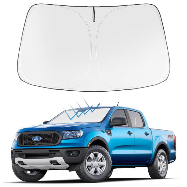Proadsy 2026 Upgrade Front Windshield Sun Shade Foldable Sunshade Protector Custom Fit 2019-2023 Ford Ranger XL XLT Lariat Accessories