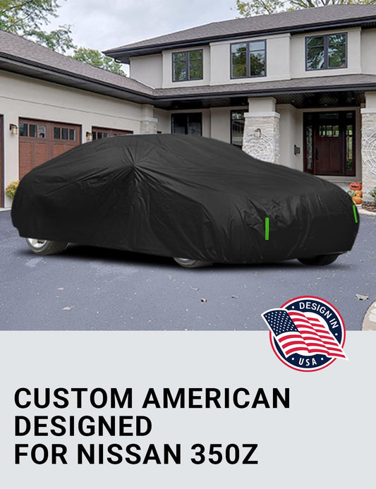 Proadsy 2026 Upgrade Car Cover for Nissan 350Z 2003-2009,Waterproof All Weather for Automobiles, Windproof Snowproof Rain Hail Sun UV Protection Full Outdoor Indoor Exterior Car Covers, Black