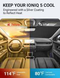 Custom American designed 2022-2026 Hyundai Ioniq windshield sunshade, will not sag or collapse