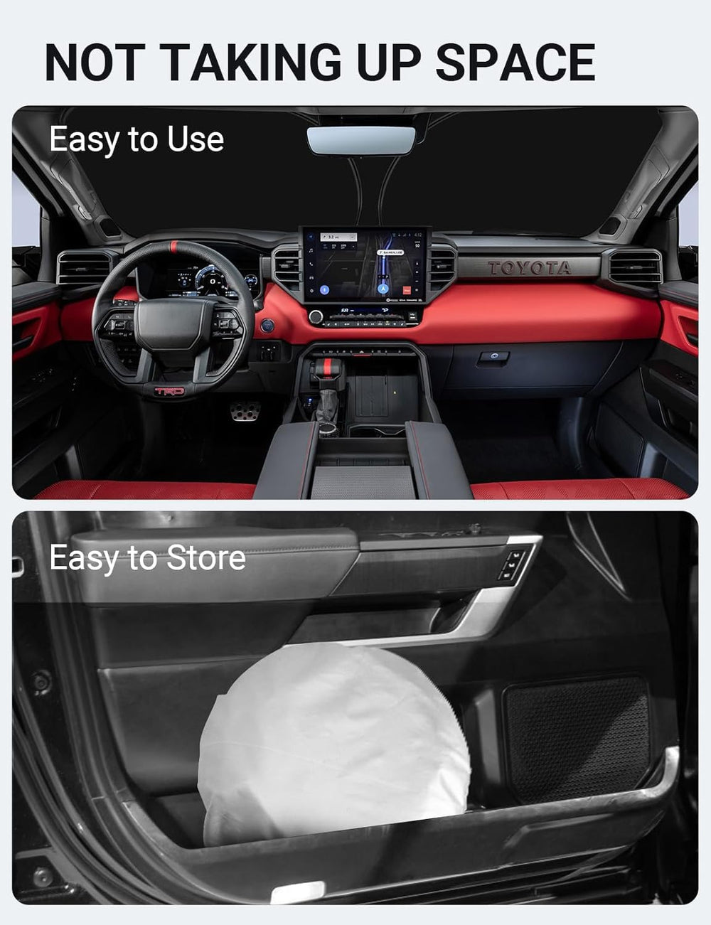 Proadsy 2025 Upgrade Windshield Sun Shade Custom Fit Tundra 2007-2021 4-Layer Foldable Front Sunshade Protector Sun Visor Blocks UV Rays Keep Car Cooler Accessories