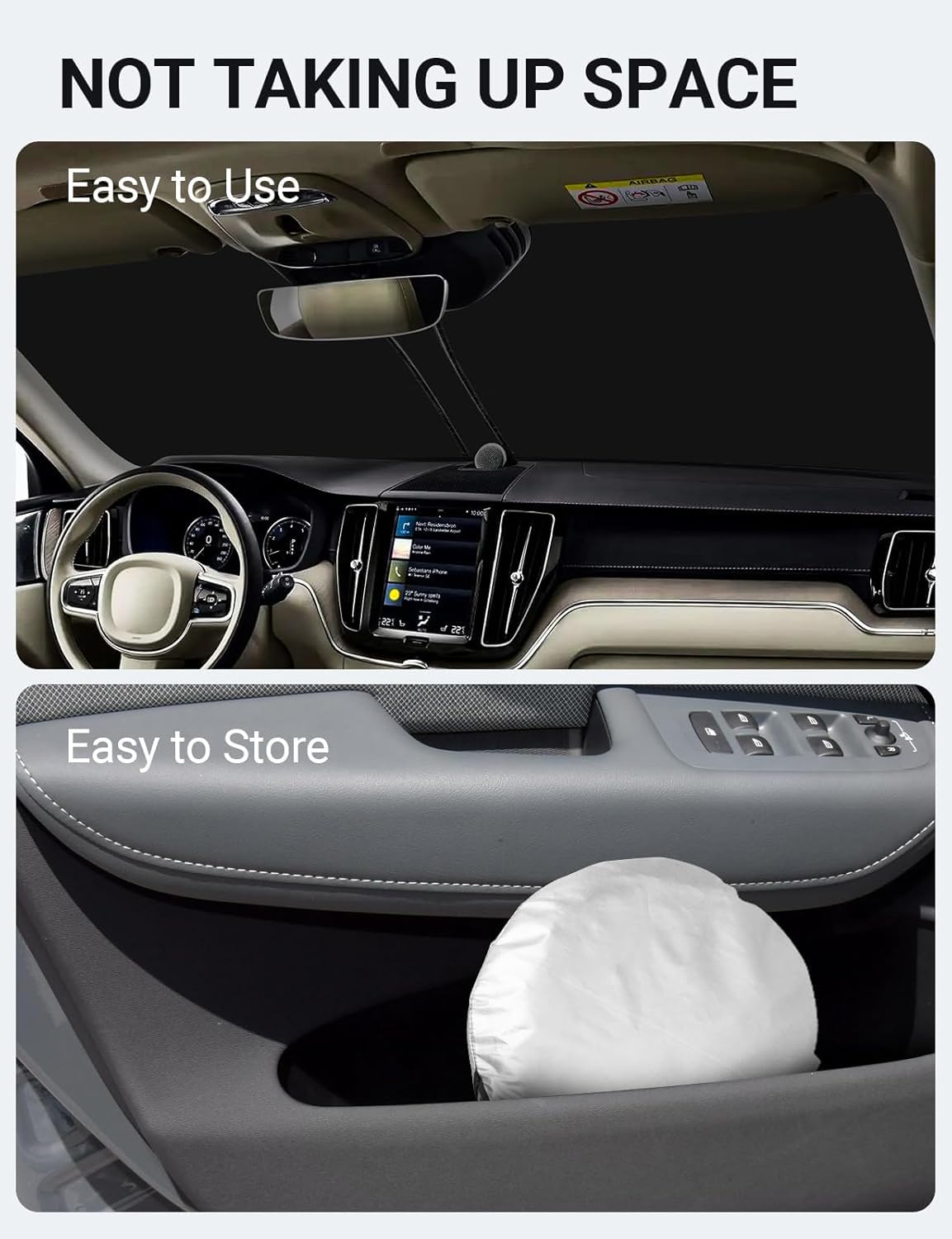 2018-2025 Volvo XC60 custom-fit sunshade - folded compact