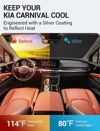 Custom American designed 2022-2026 Kia Carnival windshield sunshade, will not sag or collapse