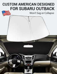 Custom American designed 2010-2014 Subaru Outback windshield sunshade, will not sag or collapse