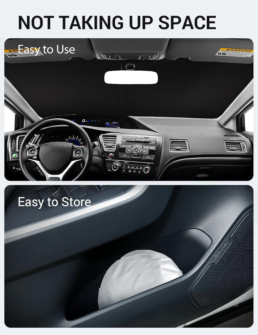 Proadsy 2025 Upgrade Windshield Sun Shade Custom Fit 2012-2015 Honda Civic Foldable Front Sunshade Protector Sun Visor Blocks UV Rays Keep Car Cooler