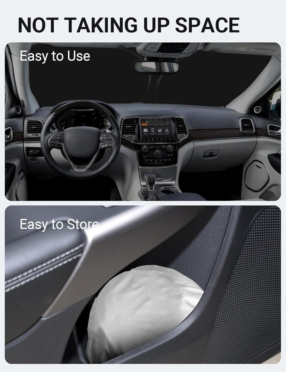 Proadsy Custom Fit Jeep Cherokee 2014-2024 2025 Windshield Sun Shade (Not for Jeep Grand Cherokee) 4-Layer Foldable Front Sunshade Protector Sun Visor Blocks UV Rays Keep Car Cooler