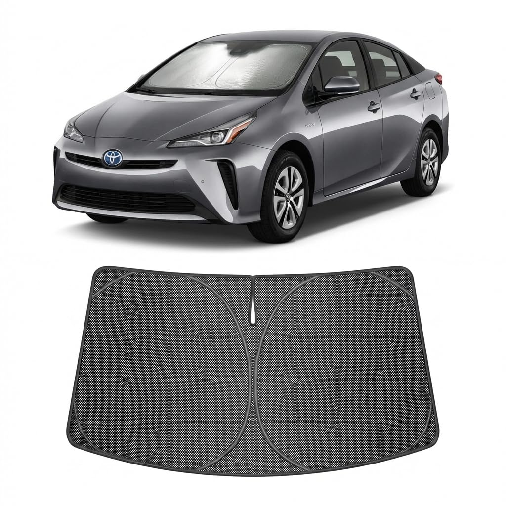 Proadsy Windshield Sun Shade Custom Fit Toyota Prius XW60 2023-2026 Ice Crystal Black Front Window Sunshade UV and Heat Blocker Foldable Visor Keeps Car Cooler for Summer Parking and Daily Use
