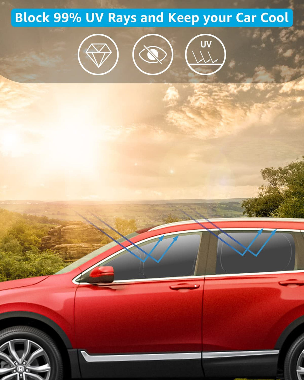 Proadsy Window Sun Shade for Honda CRV 2024 2023 2022 2021 2020 2019 2018 2017 Side Window for Baby/Camping UV Rays and Privacy Protect Upgrade Accessories Set of 7