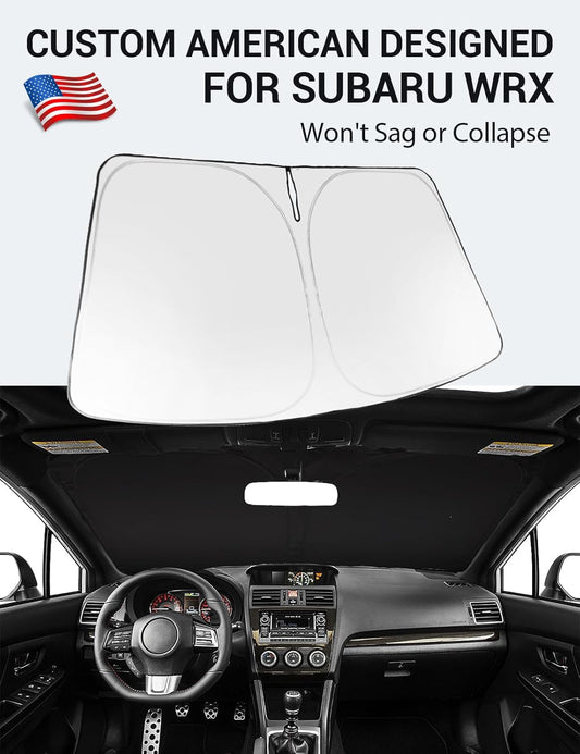 Custom American designed 2008-2014 Subaru WRX windshield sunshade, will not sag or collapse